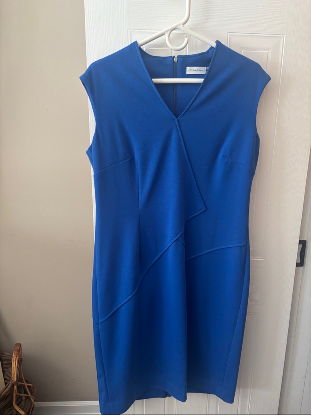 Calvin Klein Cobalt Blue Sleeveless V-Neck Midi Dress